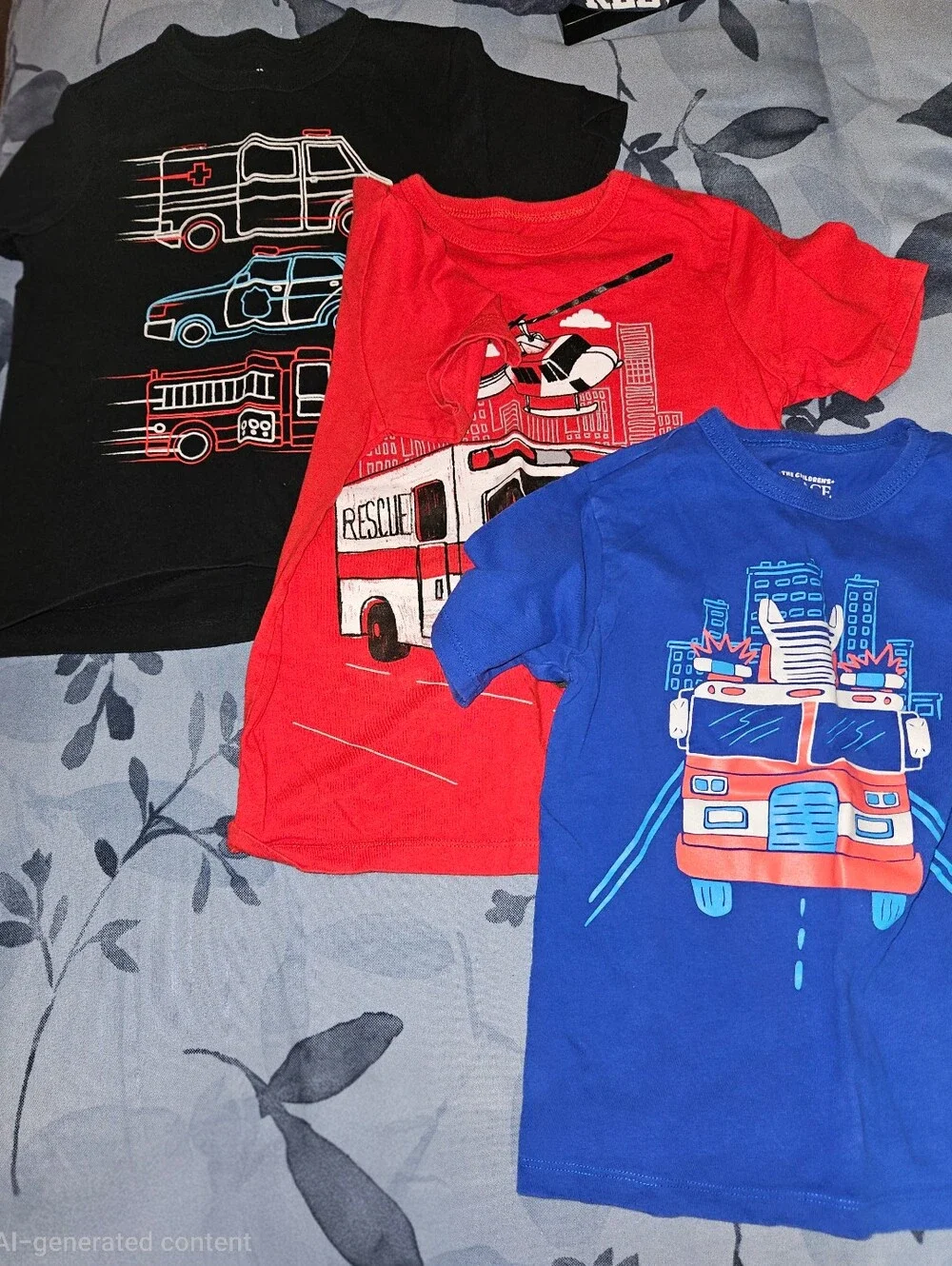 Children's Place Size 4T Bundle- Kids Rescue Vehicles Graphic Tees